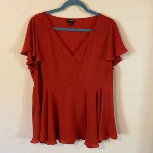Burnt Red Baby Doll Blouse